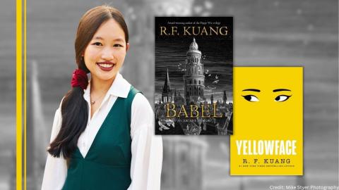 Rebecca F. Kuang and her book covers