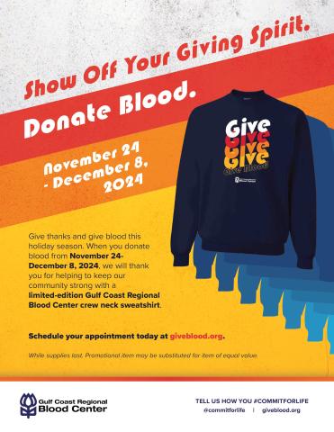 Flyer promoting blood drive