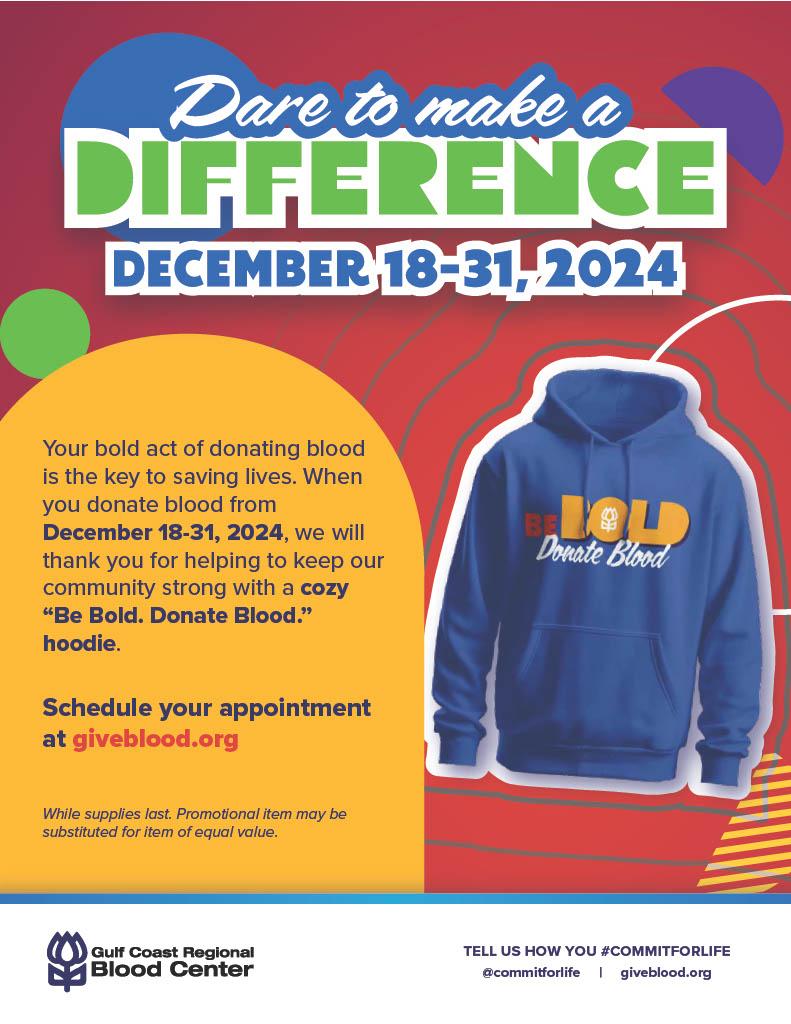 Flyer promoting blood drive